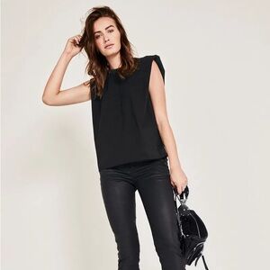 HUSH Shoulder Pad Vest Top Black